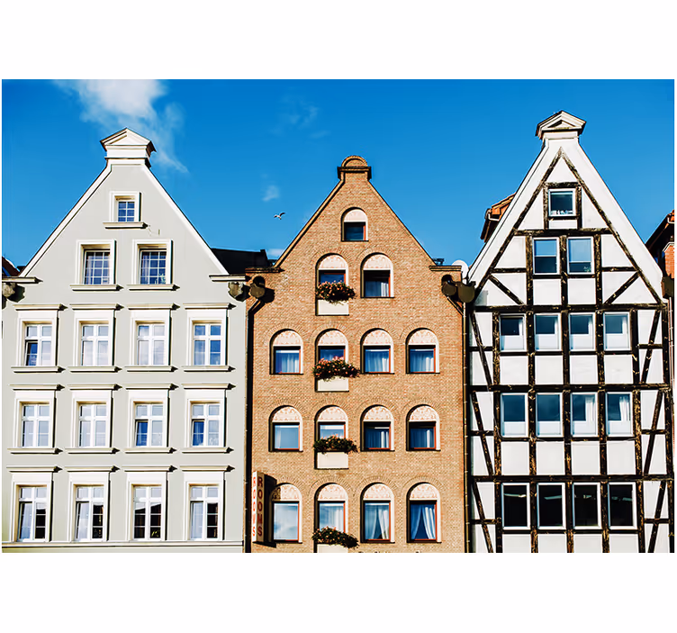Living room roller blind ginger houses in gdańsk - TenStickers