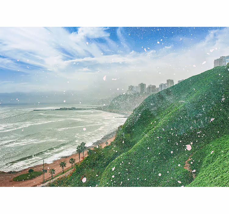 Living room roller blind beach at barranco - TenStickers