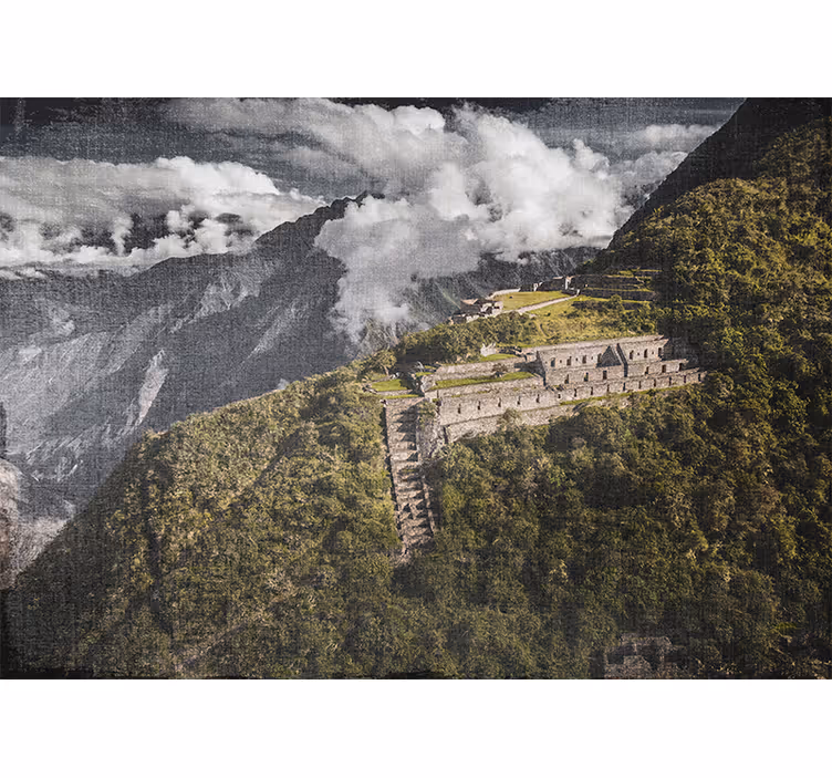 Living room roller blind bird's eye view of choquequirao - TenStickers