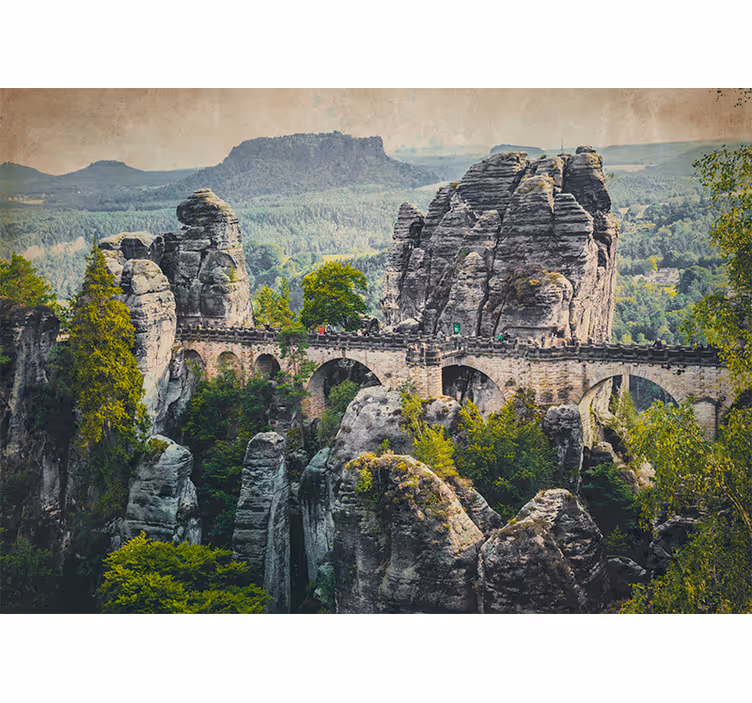Living room roller blind beautiful mountain bridge - TenStickers