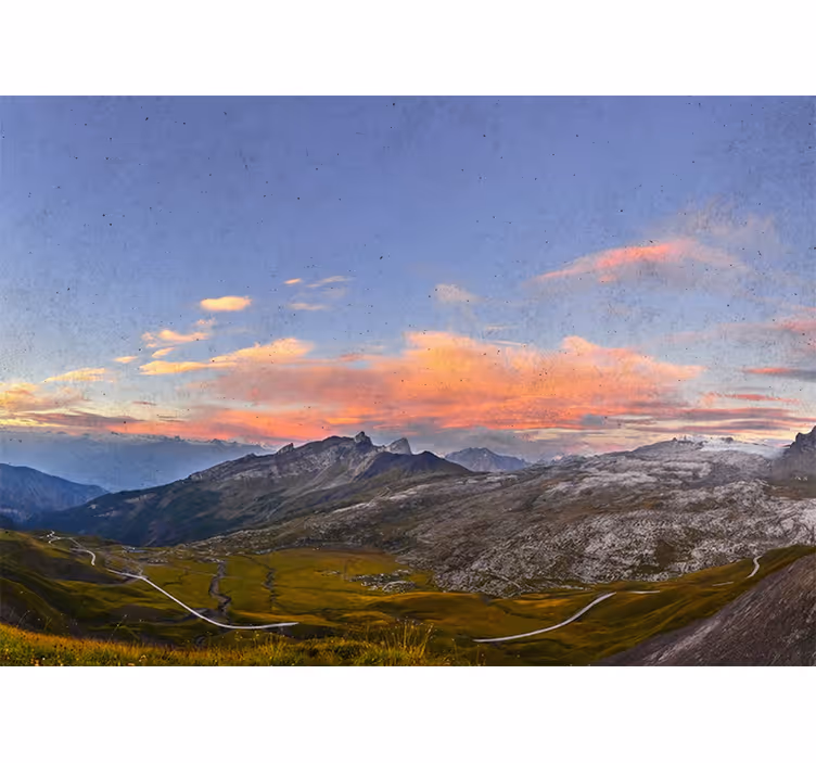 Living room roller blind beautiful sunset in the mountains - TenStickers