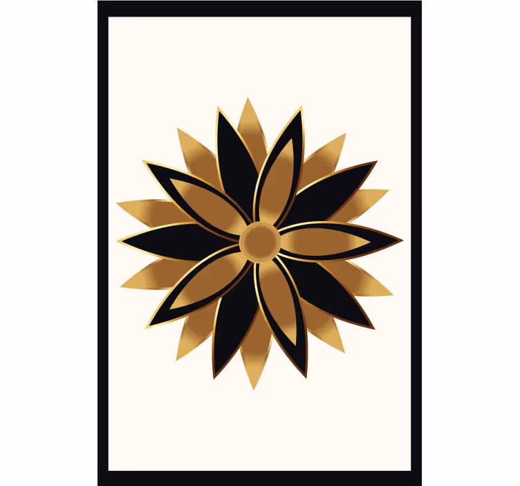 Living room roller blind with golden flowers design - TenStickers