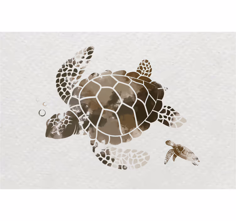 Living room roller blind brown watercolor turtle - TenStickers