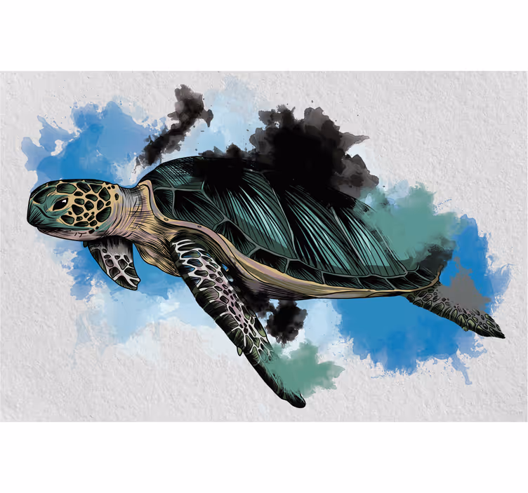Living room roller blind watercolor turtle design - TenStickers