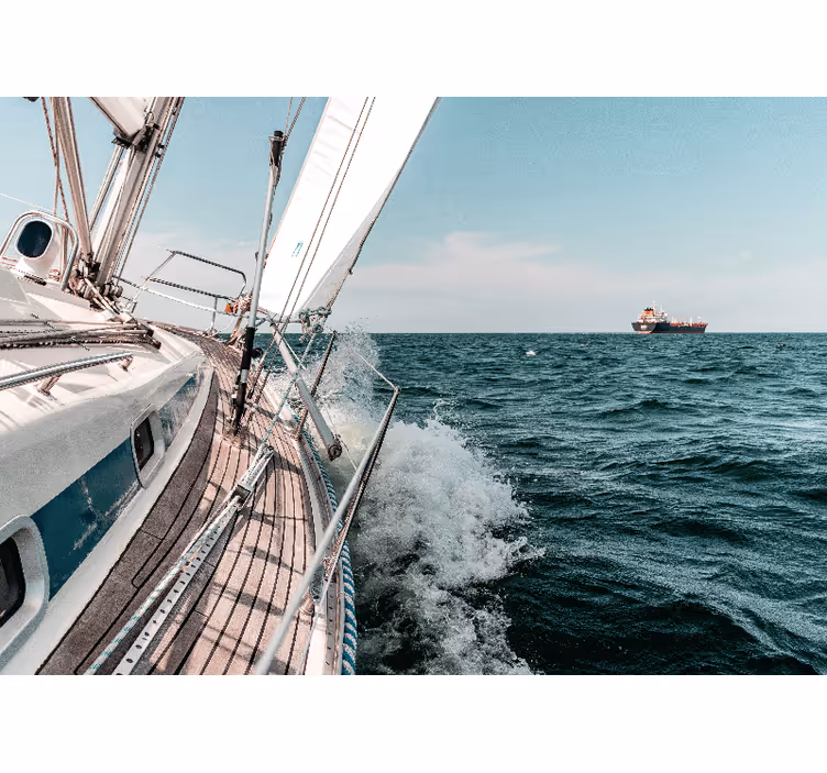 Living room roller blind sea yacht 3d effect - TenStickers