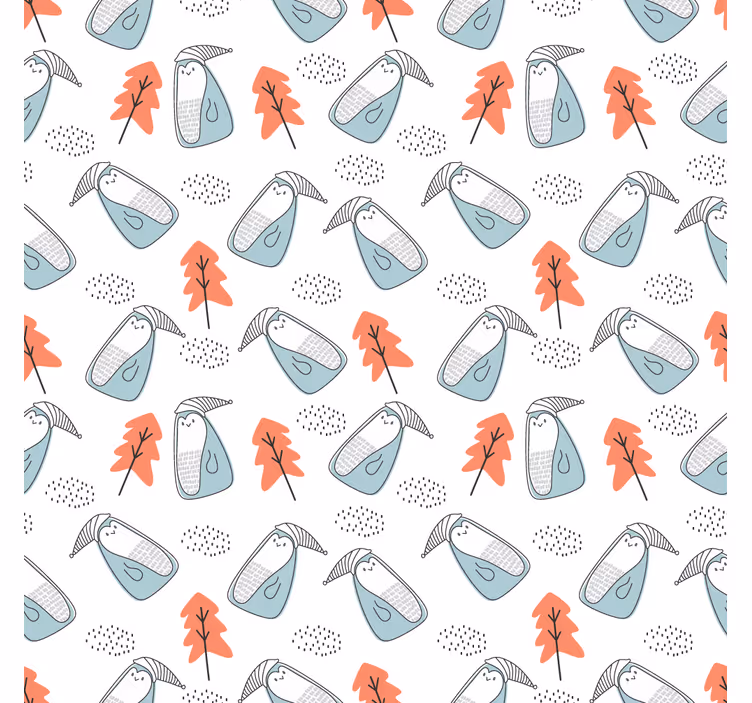 Living room roller blind cute minimalistic penguins trees - TenStickers