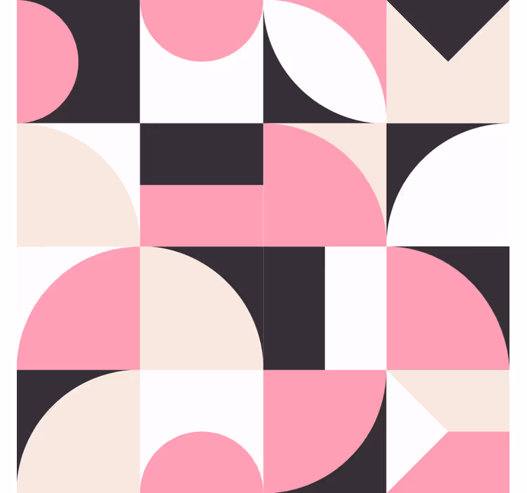 Living room roller blind with pink geometric pattern - TenStickers