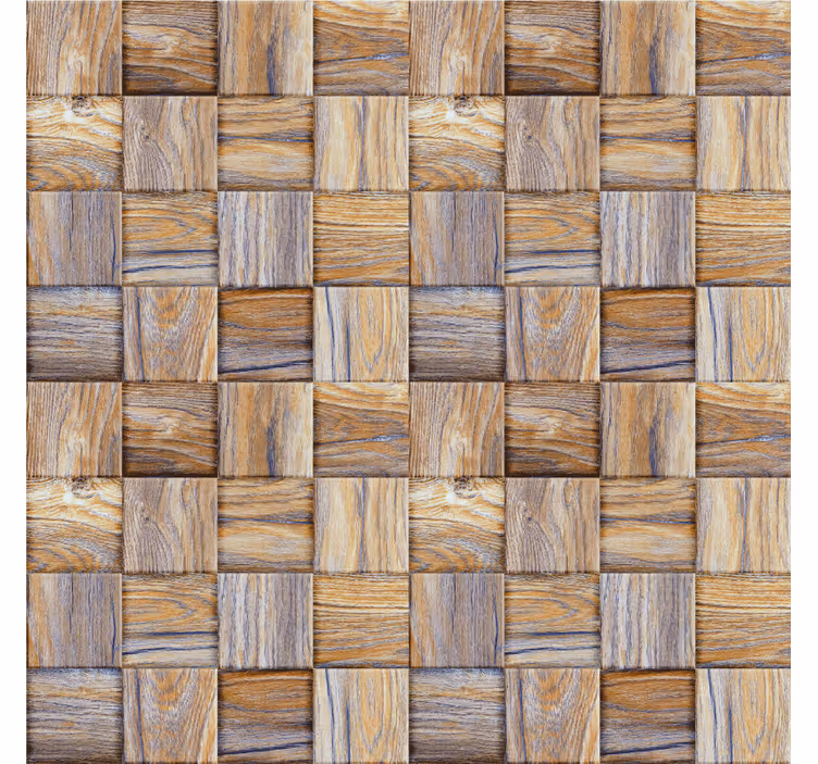 Living room roller blind 80's wood effect mosaic - TenStickers