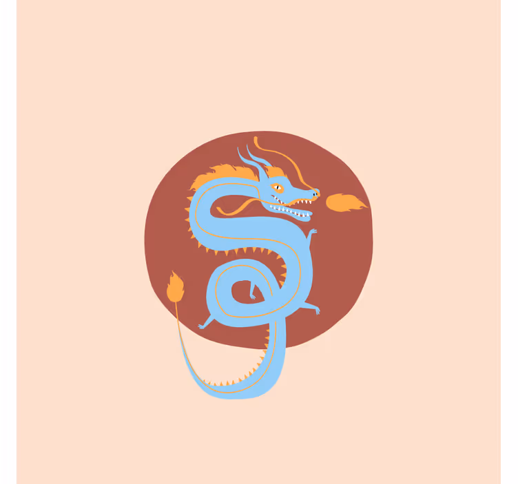 Living room roller blind light blue dragon - TenStickers