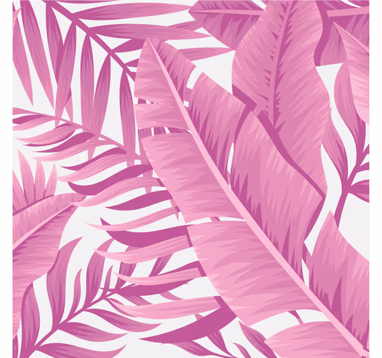 Living room roller blind with tropical pink palm leaves - TenStickers