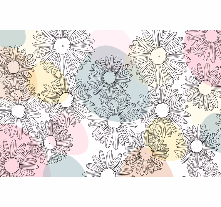 Living room roller blind with cute shapes and flowers - TenStickers