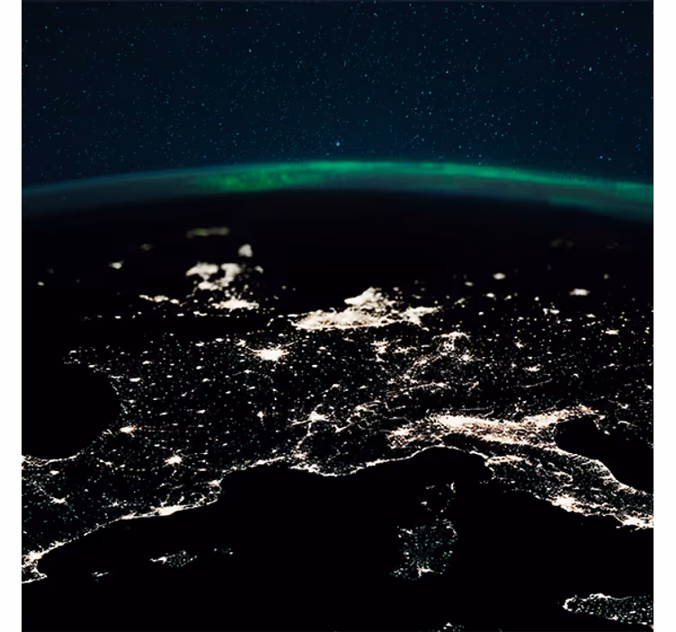 Living room roller blind northern lights stars earth - TenStickers