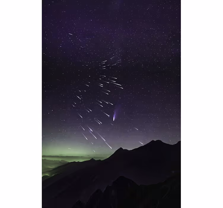 Living room roller blind meteor shower of shooting stars - TenStickers