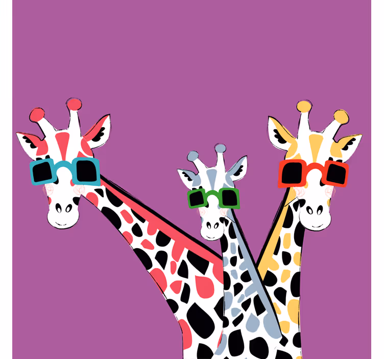 Living room roller blind with funny giraffes in shades - TenStickers