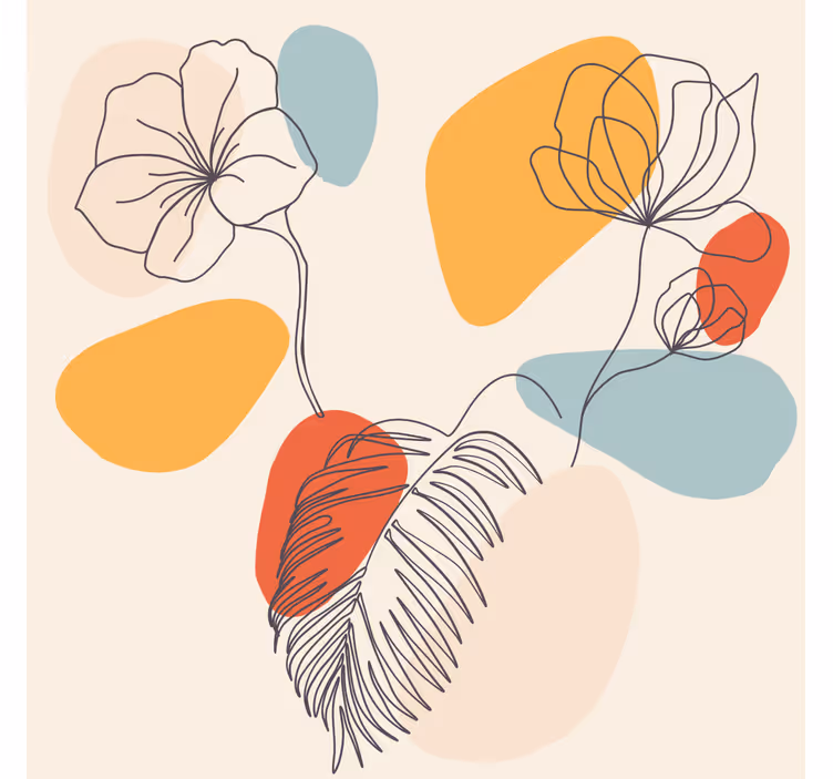Living room roller blind botanic wall decor - TenStickers