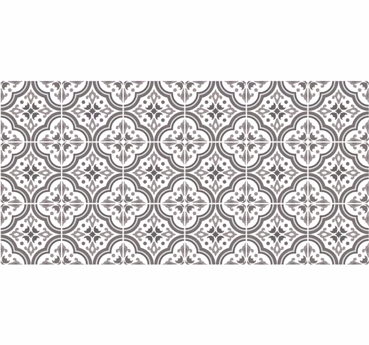 Gray roller blind with grey tiles and flowers - TenStickers