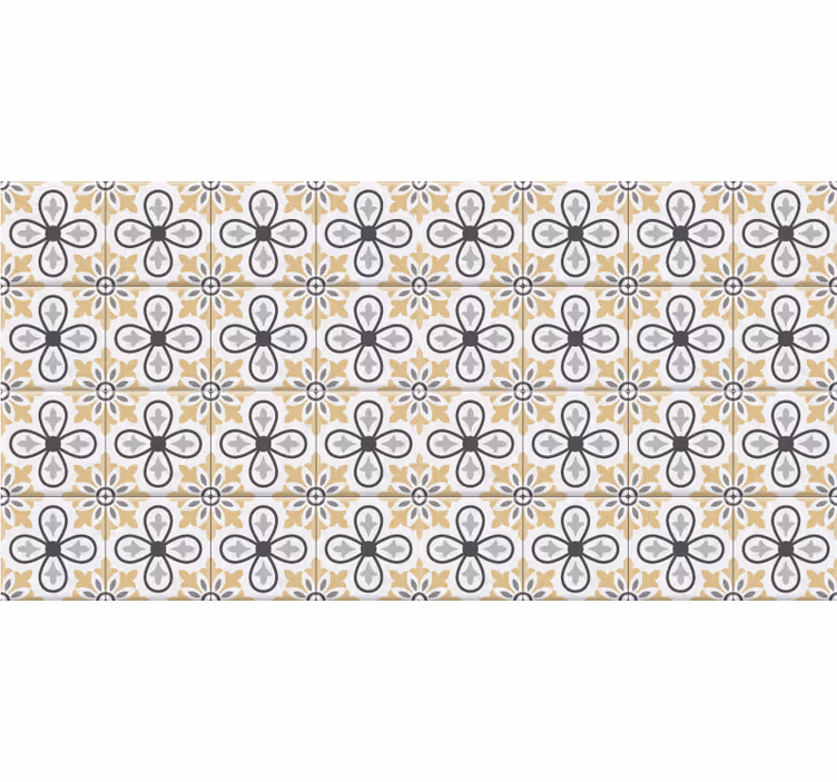 Beige roller blind with vintage tile design - TenStickers