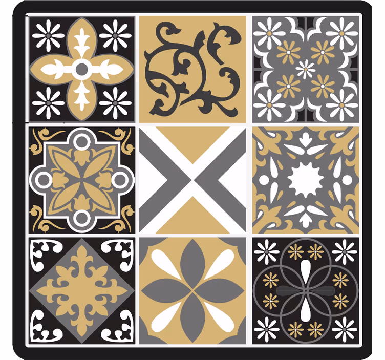 Bedroom roller blind with gold and silver tiles - TenStickers