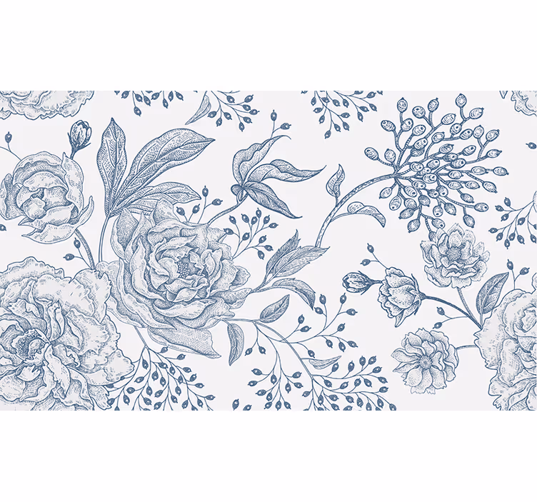 White roller blind with retro floral design - TenStickers