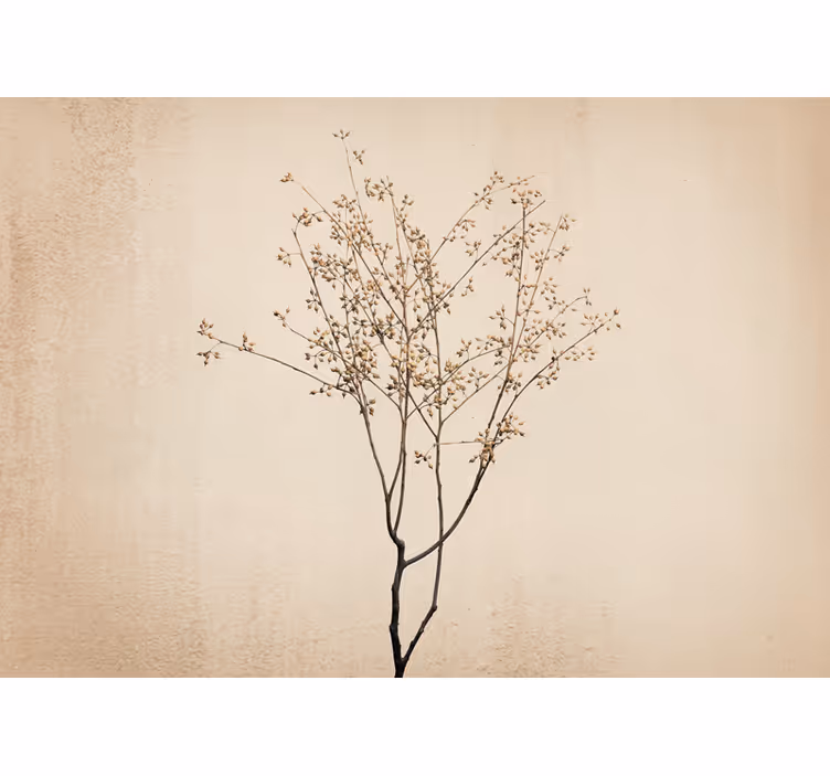 Beige roller blind with japandi style floral design - TenStickers