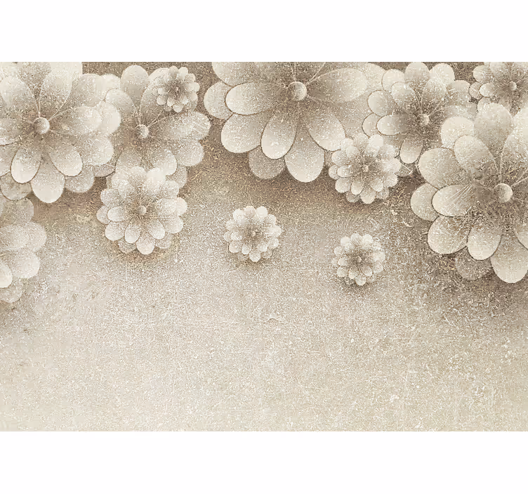 Beige roller blind with grey 3d floral design - TenStickers