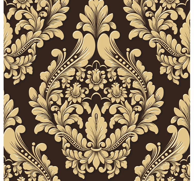 Vintage roller blind with golden floral design - TenStickers