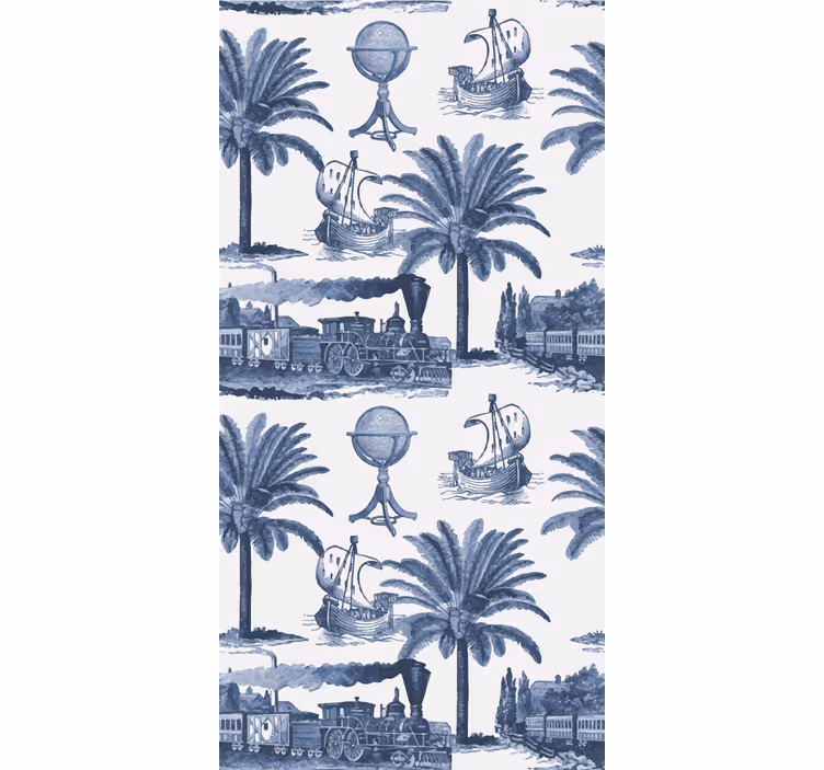 Vintage roller blind in french blue vintage pattern - TenStickers