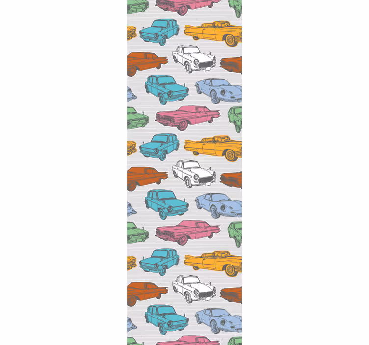 Vintage roller blind featuring colorful classic cars - TenStickers