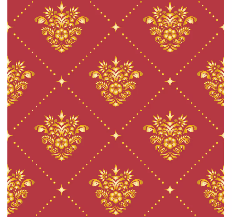 Vintage roller blind with golden damask design - TenStickers