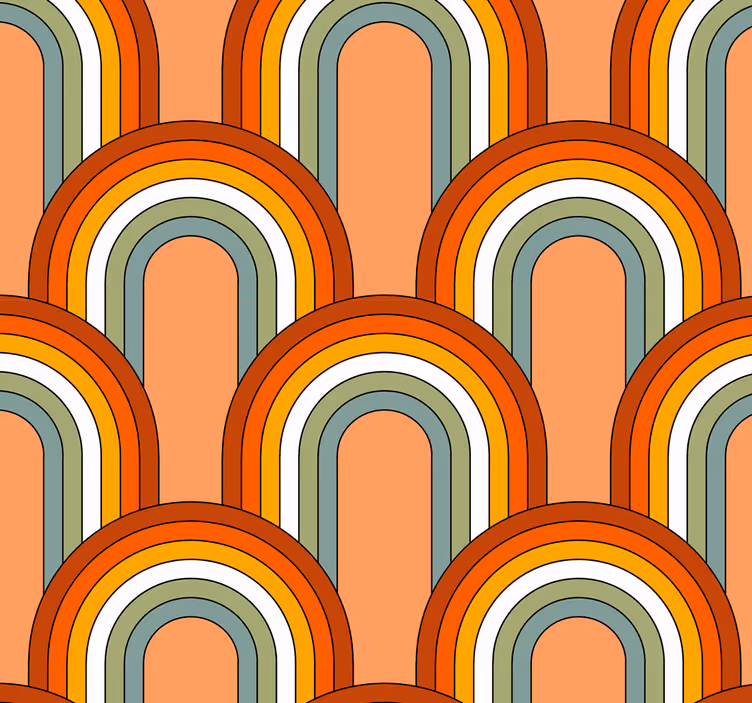 Vintage roller blind with 70s rainbow design - TenStickers