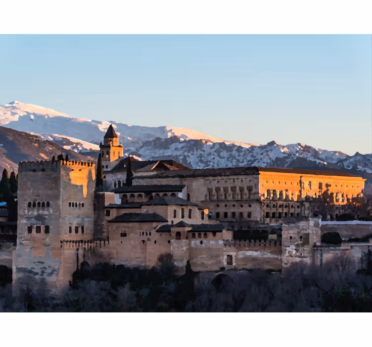 Living room roller blind alhambra at dusk - TenStickers