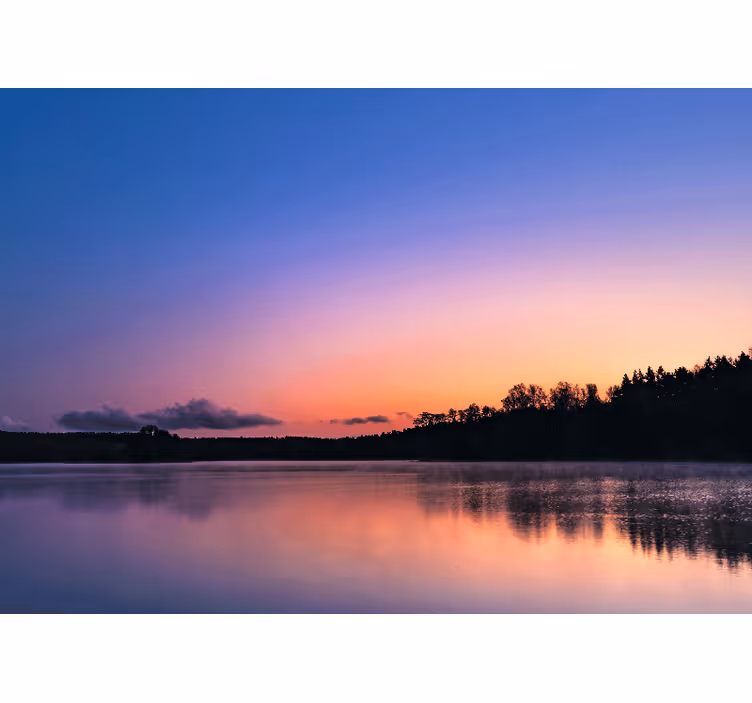 Living room roller blind sunset mazury lake - TenStickers