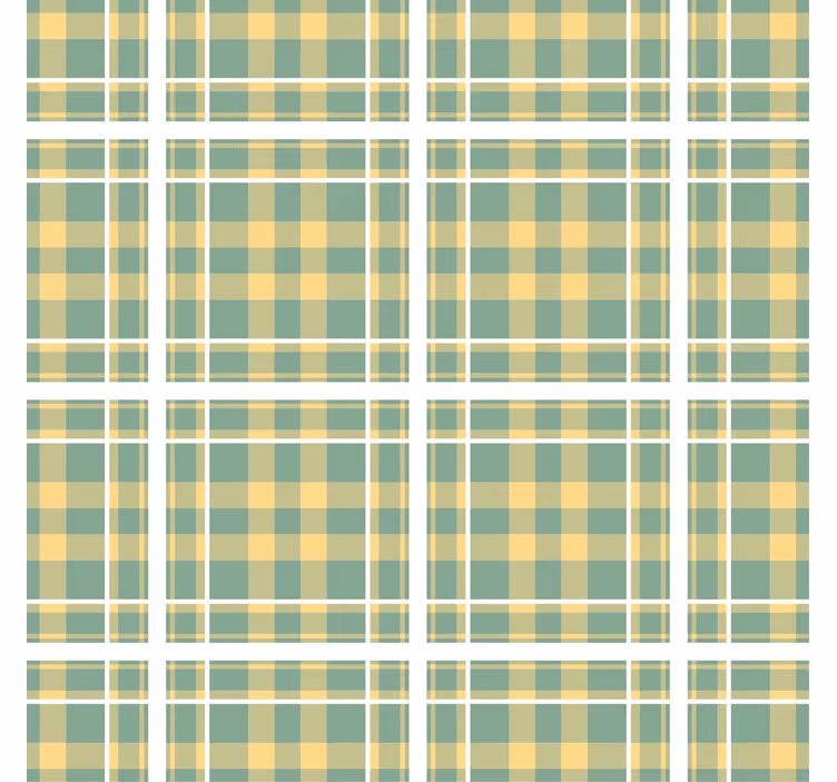 Living room roller blind in yellow green white gingham - TenStickers