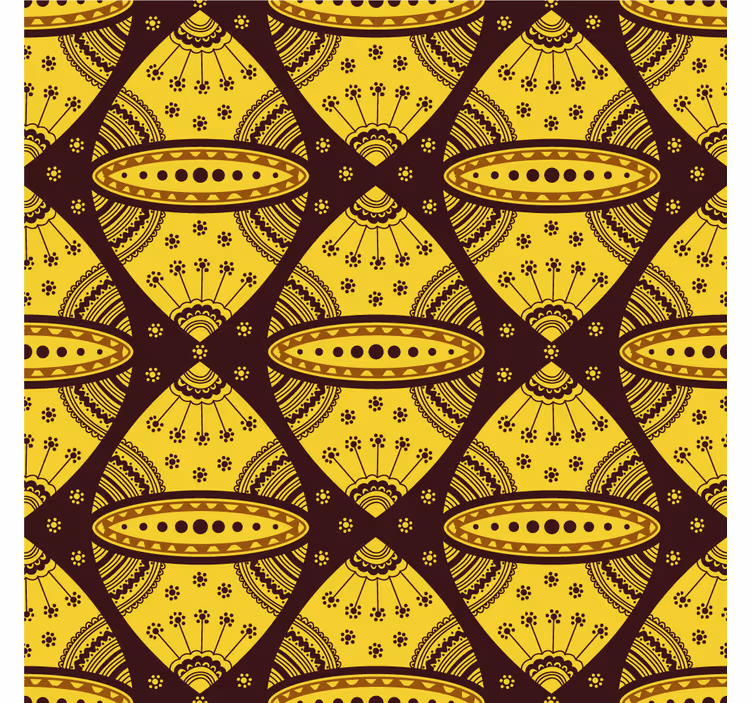 Living room roller blind african abstract yellow pattern - TenStickers