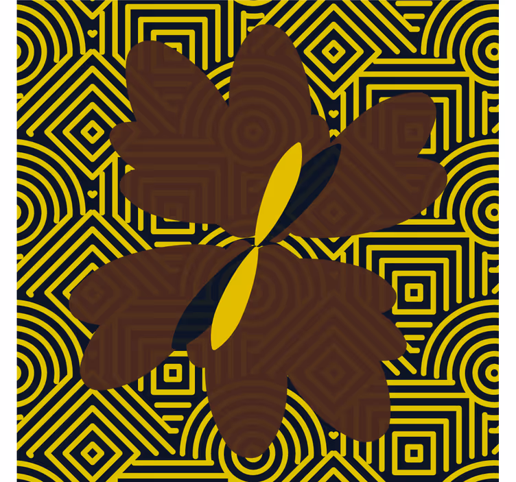 Living room roller blind african art in brown and yellow - TenStickers