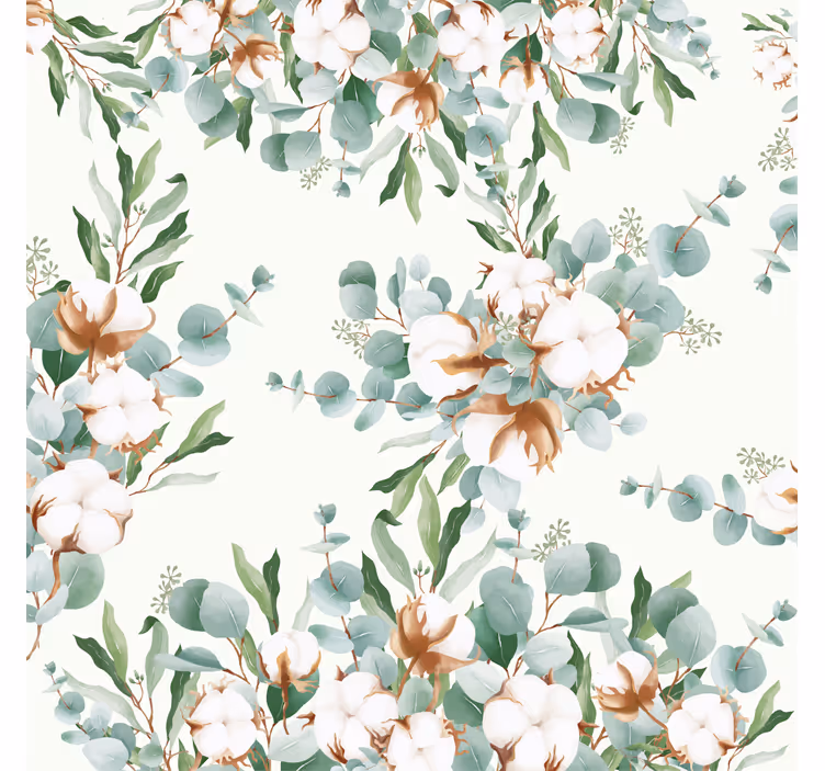 Living room roller blind with shabby chic cotton plants - TenStickers