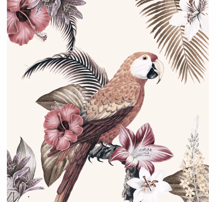 Colorful parrot with pink flowers living room roller blind - TenStickers