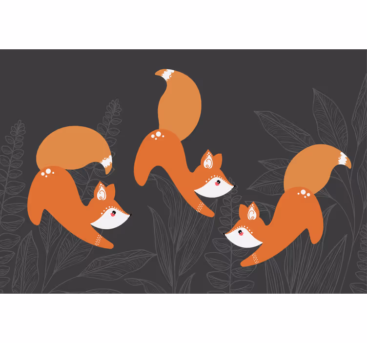 Living room roller blind with scandinavian foxes design - TenStickers