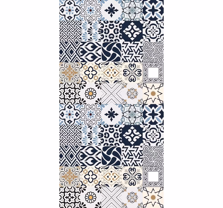 Bedroom roller blind in blue tiles - TenStickers