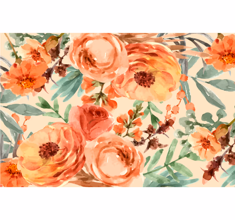 Bedroom roller blind peony watercolor flowers - TenStickers