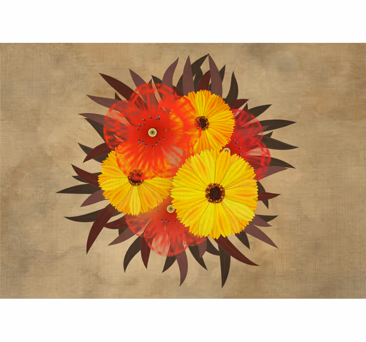 Beige roller blind with red and yellow poppies - TenStickers