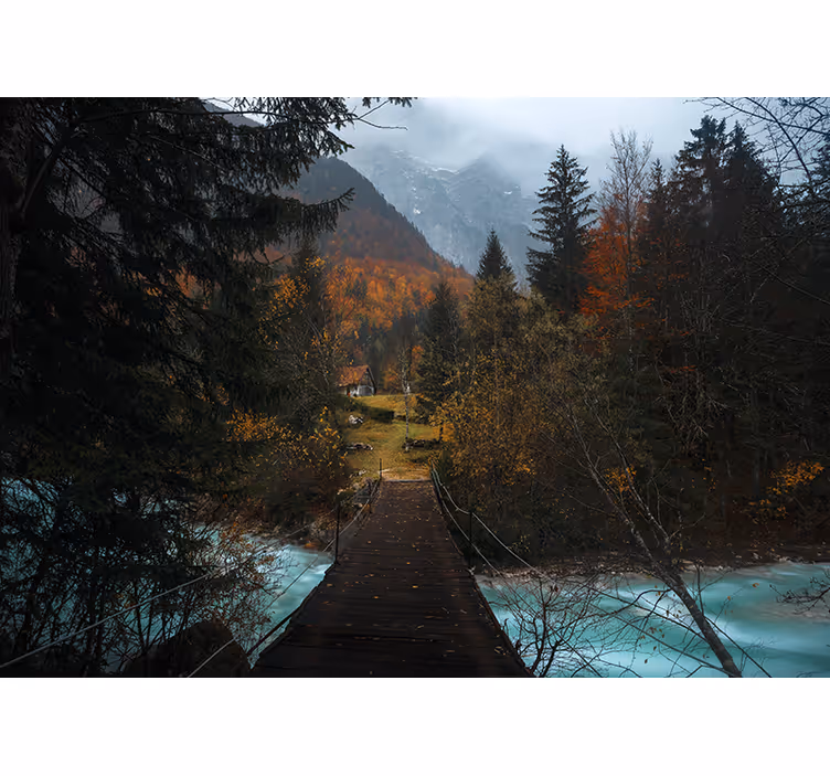 Bedroom roller blind forest bridge - TenStickers