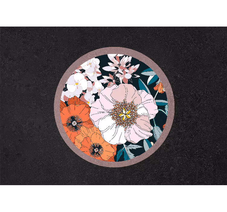 Bedroom roller blind puppy flowers in circle - TenStickers
