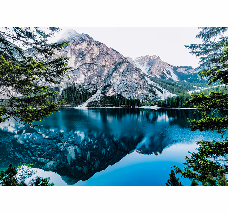 Bedroom roller blind snowy mountain reflection - TenStickers
