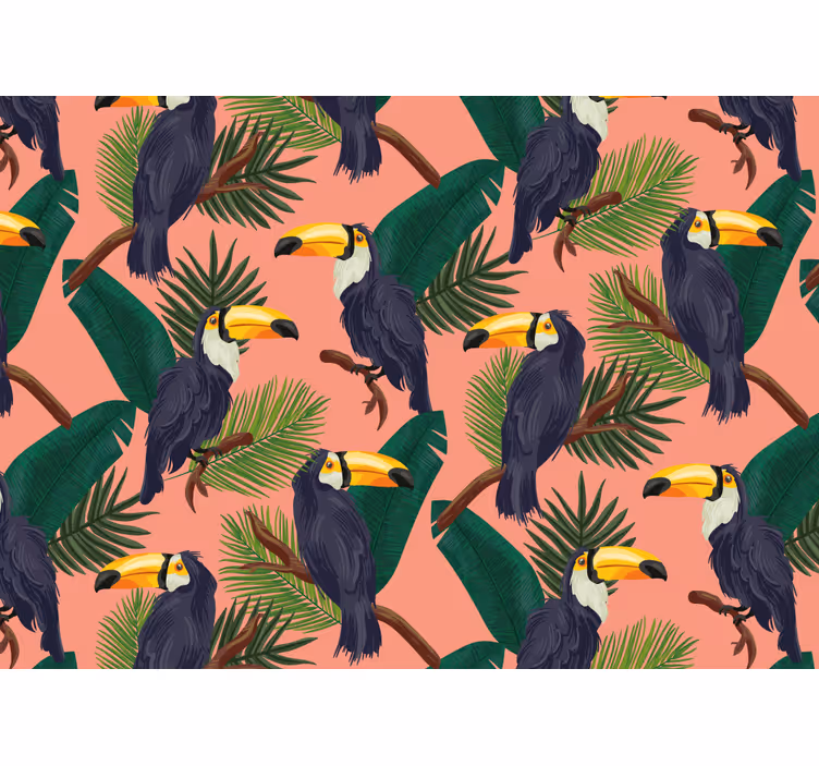 Bedroom roller blind in exotic pink toucan scene - TenStickers