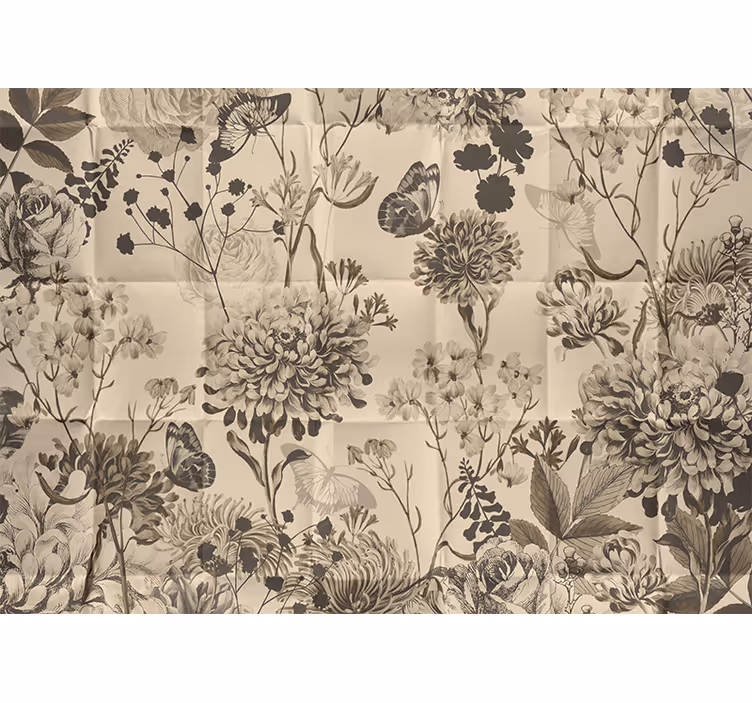 Bedroom roller blind in beige floral design - TenStickers