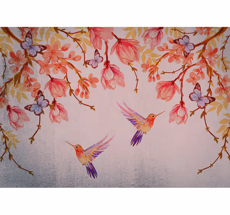 Bedroom roller blind with magnolia and birds design - TenStickers