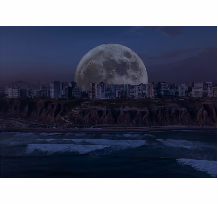 Bedroom roller blind with views of lima at night - TenStickers