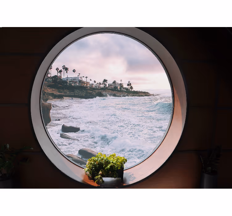 Bedroom roller blind 3d coastal scene with rocks - TenStickers