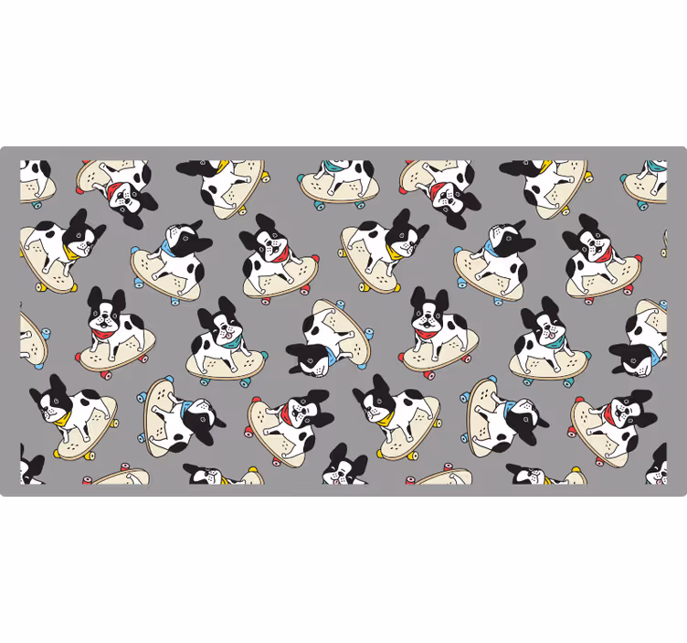 Gray roller blind with skateboarding bulldog design - TenStickers